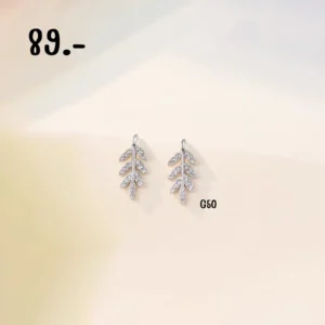 ต่างหูเกี่ยวใบไม้ประดับเพชร (G50)