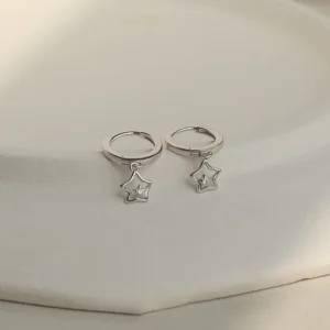 ต่างหูห่วงสแตนเลสแท้ ดาวระยิบมินิมอล (H121)