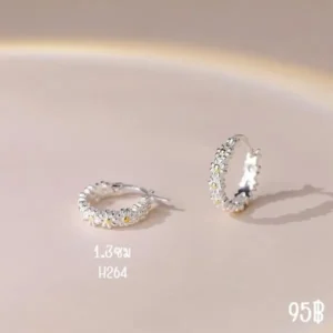 สแตนเลสแท้ ต่างหูห่วงลายดอกเดซี่สุดละมุน (H264)