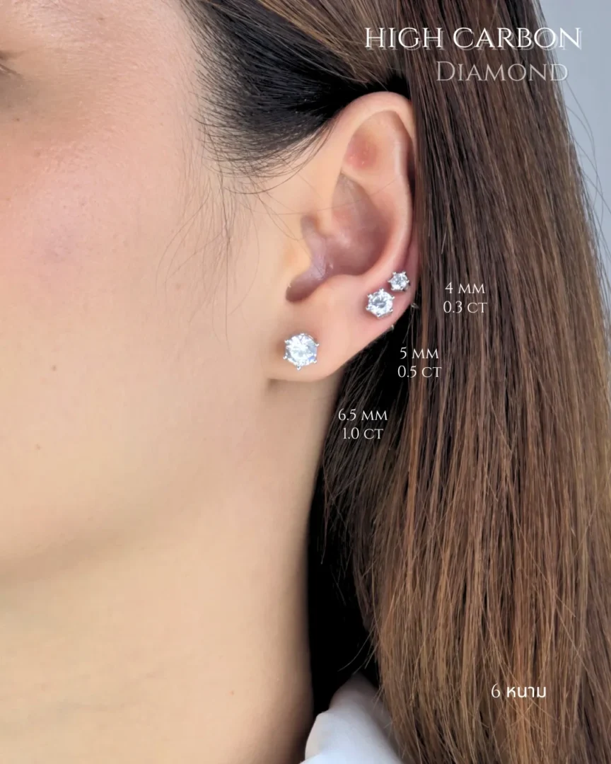 ต่างหูเพชร High Carbon Diamond Earrings (IC001-IC010) - Image 12
