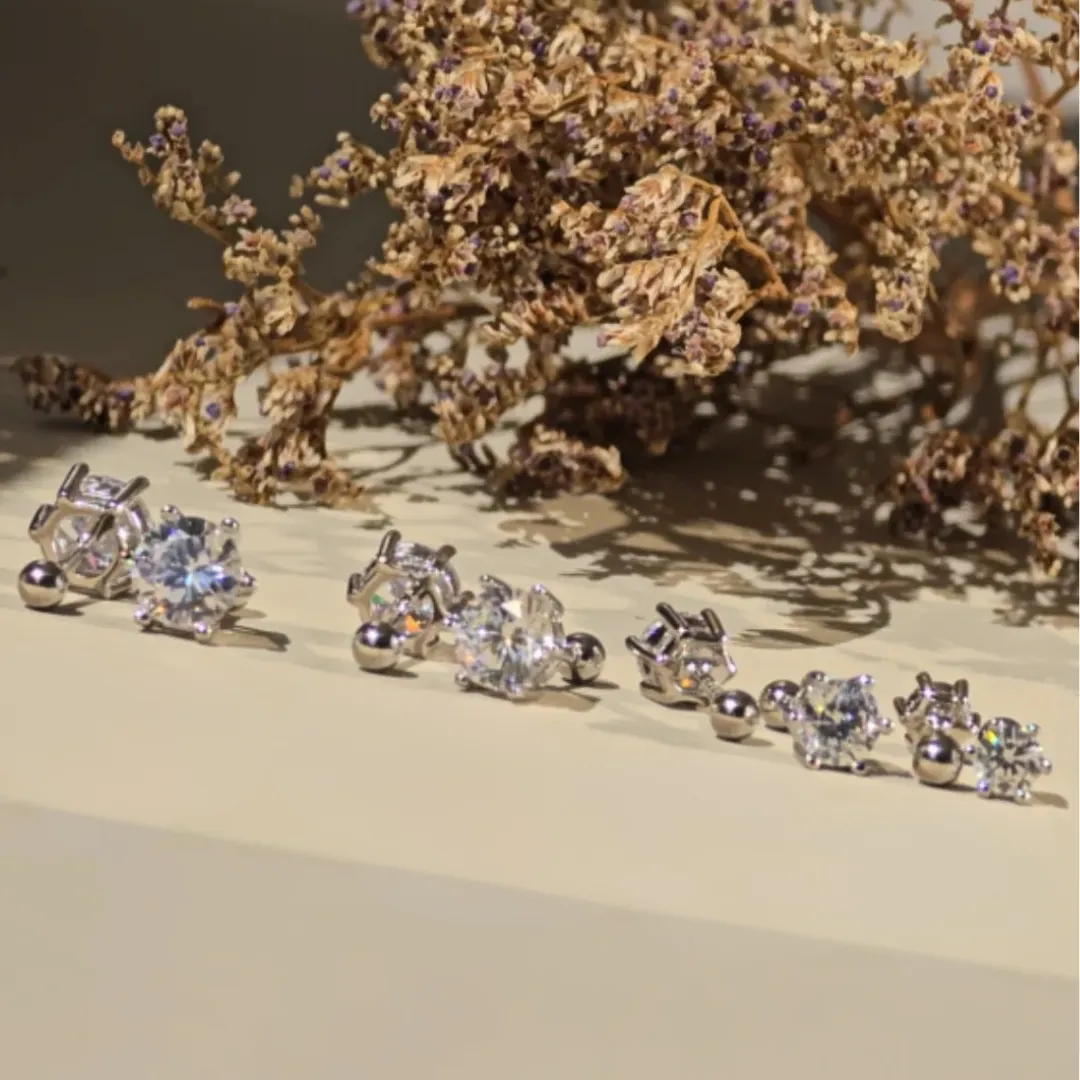 ต่างหูเพชรจิว High Carbon Diamond Earrings (IC016-IC019) - Image 3