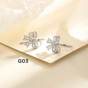 ต่างหูเกี่ยวโบว์ฉลุลายหัวใจ (G03)