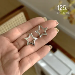 สแตนเลสแท้ ต่างหูห่วงทรงดาว Minimal Star (H37)