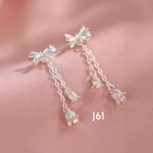 ต่างหูจิว โบว์ห้อยระย้าดอกลิลลี่ (J61)