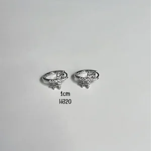 ต่างหูห่วงสแตนเลสแท้ ลายประกายดาวประดับเพชร (H320)