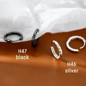 ต่างหูห่วงสแตนเลสแท้ ลายสลัก Diamond Cut เรียบหรูดูแพง (H46-H47)