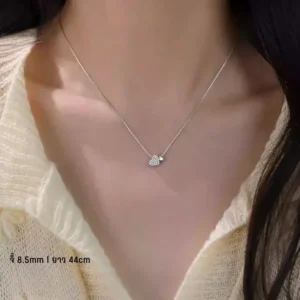 สร้อยคอสแตนเลสแท้ จี้หัวใจคู่ดีไซน์มินิมอล (N49)