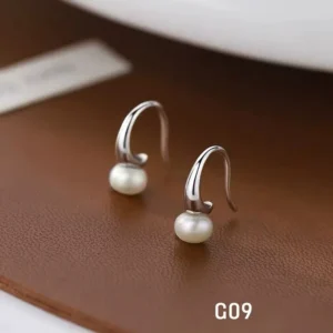 สแตนเลสแท้ ต่างหูเกี่ยวประดับมุกมินิมอล (G09)