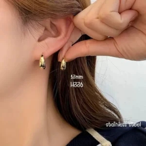 างหูห่วงสแตนเลสแท้ ต่มินิมอลดีไซน์มีมิติ (H335-H336)