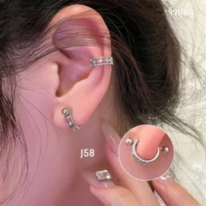 สแตนเลสแท้ ต่างหูจิวบอลฉลุลายวินเทจ (J58)